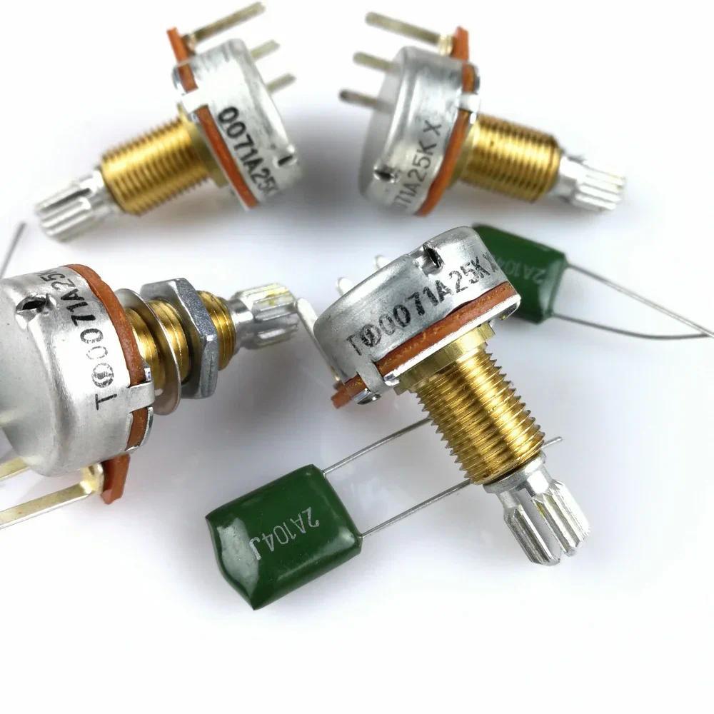 เพลาทองเหลือง A25K Potentiometer สําหรับกีตาร์ไฟฟ้าเบส Active Pickup TQ 25K POT