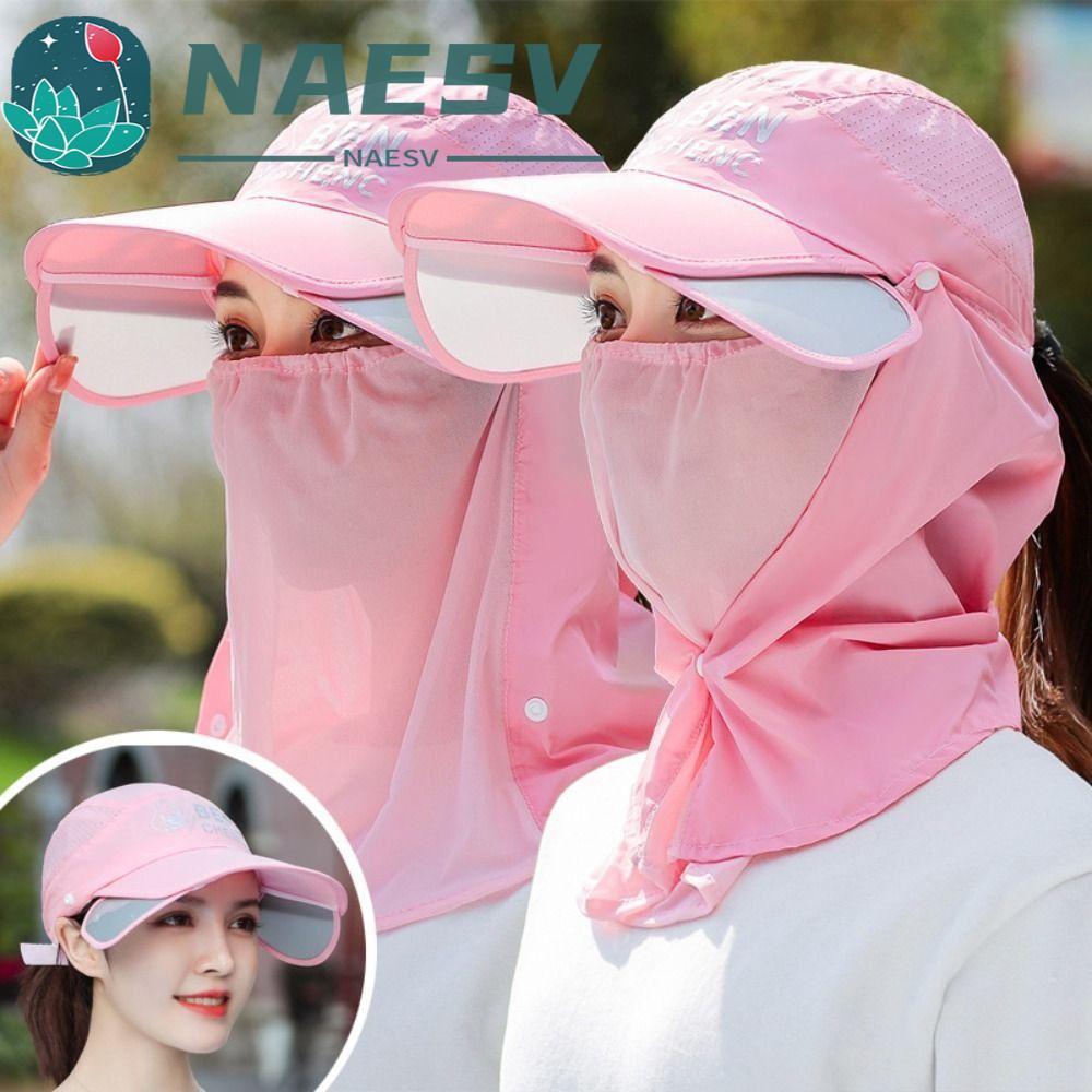 หมวกกันแดด NAESV หมวกปีกกว้างป้องกันรังสียูวีปีกกว้างหมวกซาฟารีน้ําหนักเบากันน้ํา Wth Neck Flap Buck