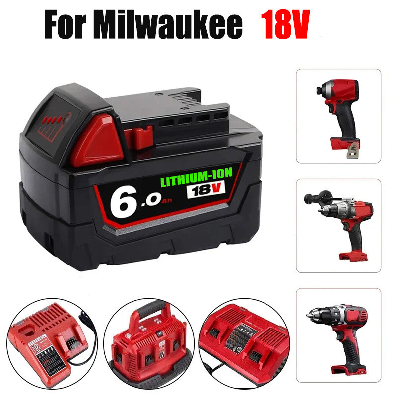 อะแดปเตอร์ Milwaukee 18V 6000mAh 18B6 48-11-1860 48-11-1852 แบตเตอรี่ แบรนด์ใหม่