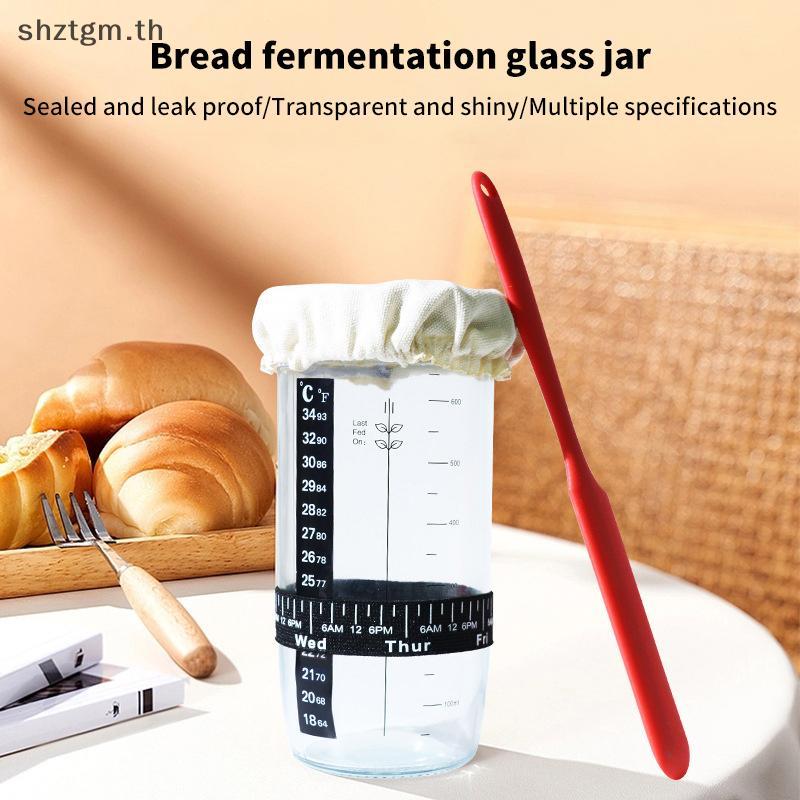 SHZTGM แก้ว Sourdough Starter Jar ชุด 730ml ถังหมักปากกว้าง Sourdough Jar สําหรับห้องครัวเบเกอรี่อาห