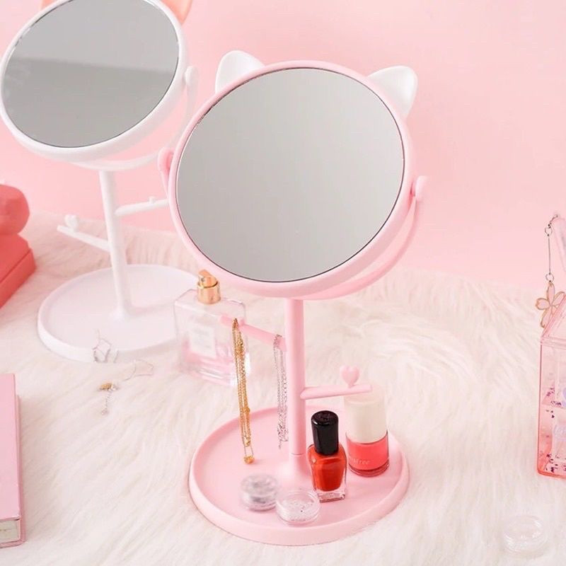 Braluv WHOLESALE Standing Mirror Make Up Mirror Panda Cat Ear Motif Round Make Up Mirror / Cute Make