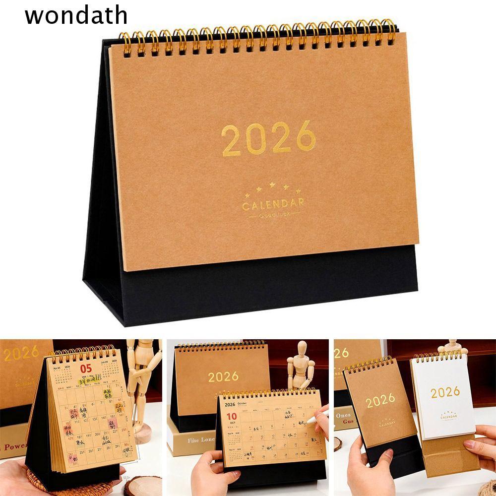 WONDA ปฏิทินตั้งโต๊ะกระดาษ, รายปี 2026 Planner Scheduler, โน๊ตบุ๊คที่มีประโยชน์ Multi-function Home Decor Agenda Organizer Home Office