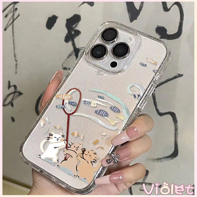 Violet เคสใสกากเพชรลายน่ารักๆ สำหรับเคส iPhone 17 11 Pro Max 13 11 12 14 15 Pro Max 7 8 14 16 Plus X XS XR Max SE 2020