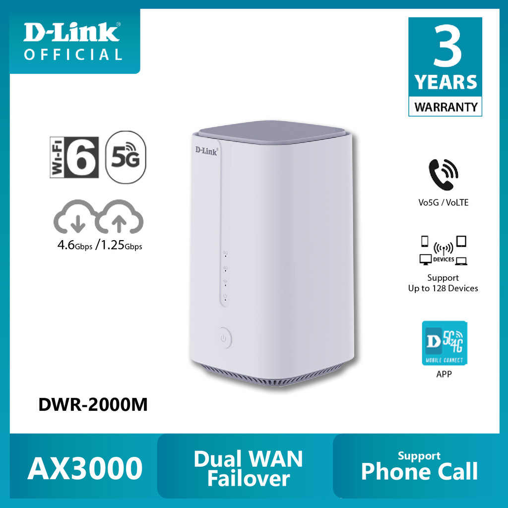 D-Link DWR-2000M LTE Mesh Router 5G AX3000 Wi-Fi6 VoIP Telephony