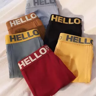 คุณภาพแท้ ไม่ใช่คุณภาพขโมย！【เซ็ต 5/10 ชิ้น】HELLO-กางเกงบ็อกเซอร์ผู้ชาย Men Underwear Boxer ดีไซน์เป้ากางเกงสองชั้น