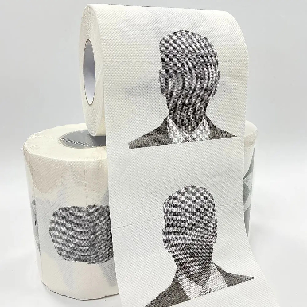 1roll ความแปลกใหม่ Joe Biden รูปแบบกระดาษชําระม้วนของขวัญแปลกห้องน้ําผ้าขนหนูกระดาษกระดาษบ้านตลก 150