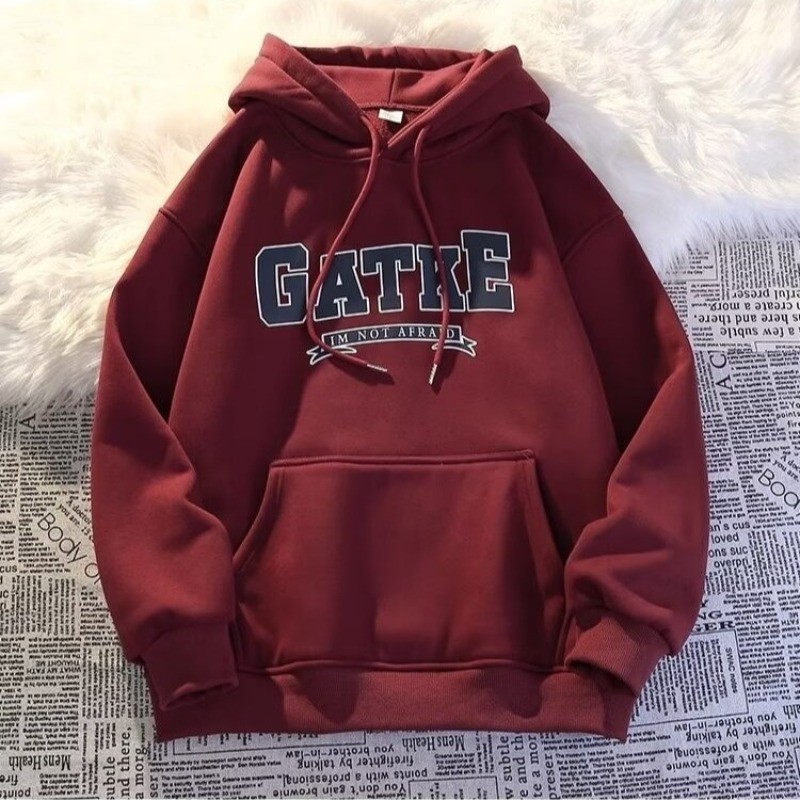 เสื้อฮู้ด สกรีนอก มีกระเป๋าล้วงด้านหน้า GATKE ผ้าสำลีหนานุ่ม เสื้อกันหนาว เสื้อแขนยาว ฮู้ด - รูปที่ 7