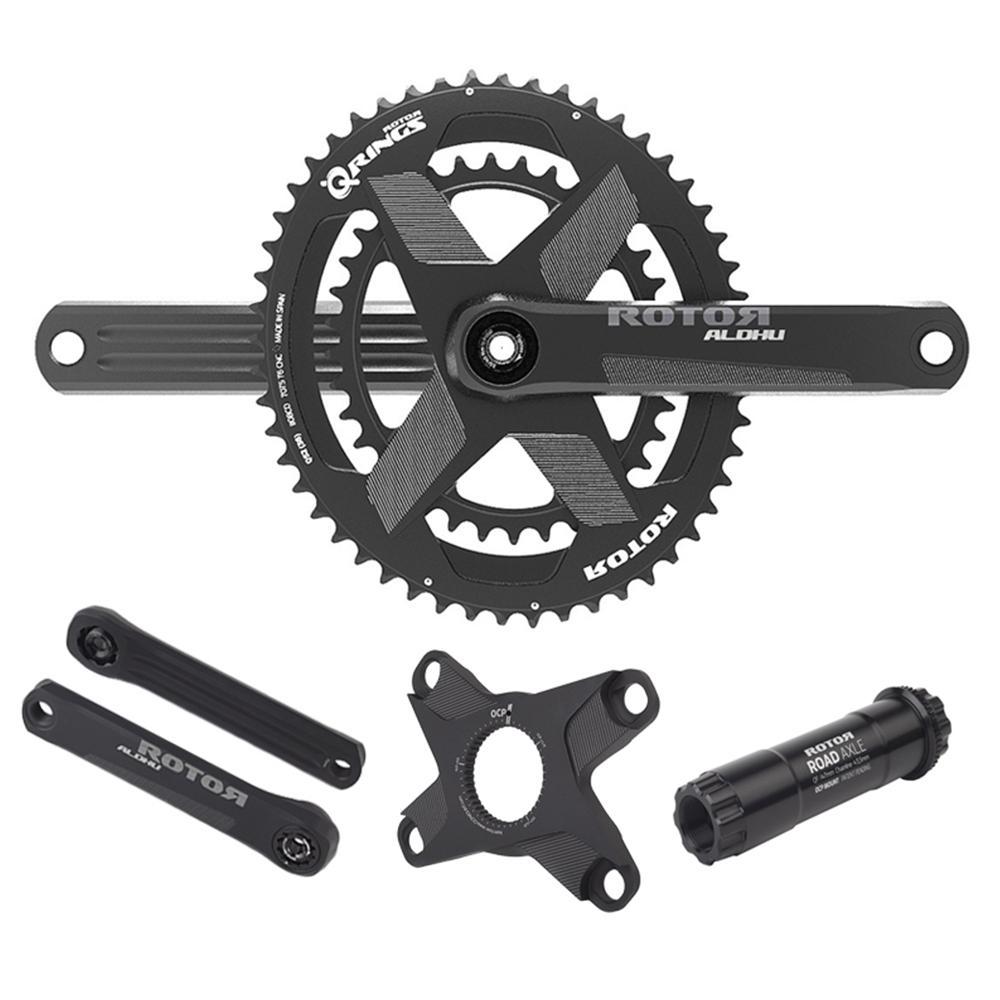 R ROTOR ALDHU Carbon Fiber Crankset พร้อมแผ่นบูรณาการสำหรับติดตั้งมิเตอร์ไฟฟ้า