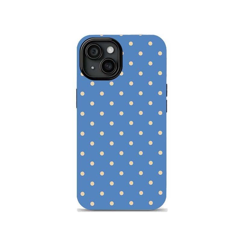 Phone Phone Case เหมาะสําหรับ iPhone Simple Cream Blue Polka Dot 2 in 1 Tough Phone Case เหมาะสําหรั