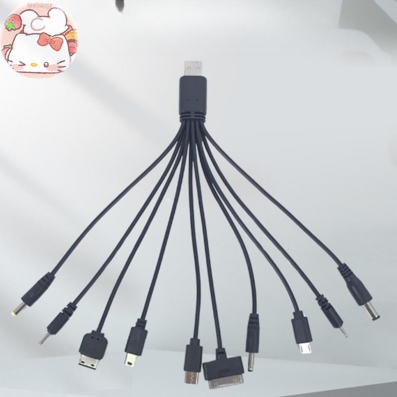 Tast 1 ชิ้น 20 ซม.สายชาร์จ USB สายไฟสําหรับโทรศัพท์ Universal 10 In 1 Micro USB DC โทรศัพท์มือถืออะแดปเตอร์ชาร์จปลั๊ก EN