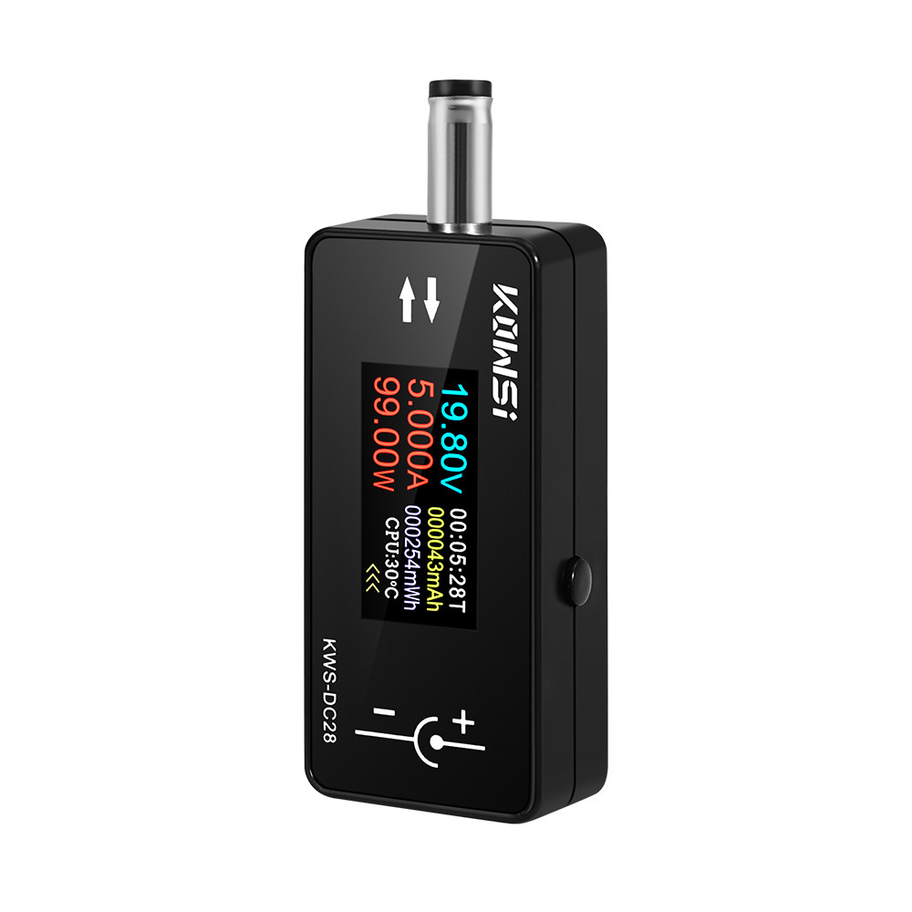 KWS-DC28 แรงดันไฟฟ้าแอมป์มิเตอร์เครื่อง 0.96 นิ้ว TFT HD จอแสดงผลดิจิตอล DC 5.5*2.5 เครื่องทดสอบอินเ