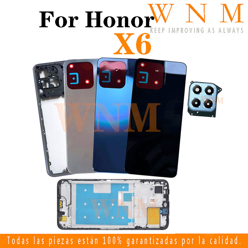 สําหรับ Honor X6 VNE-LX1 VNE-LX2 VNE-LX3 LCD กรอบด้านหน้า Bezel ฝาหลังแบตเตอรี่ + กรอบกลาง + อะไหล่กรอบกล้องด้านหลังกรณีที่อยู่อาศัยศูนย์แชสซีฝาครอบ