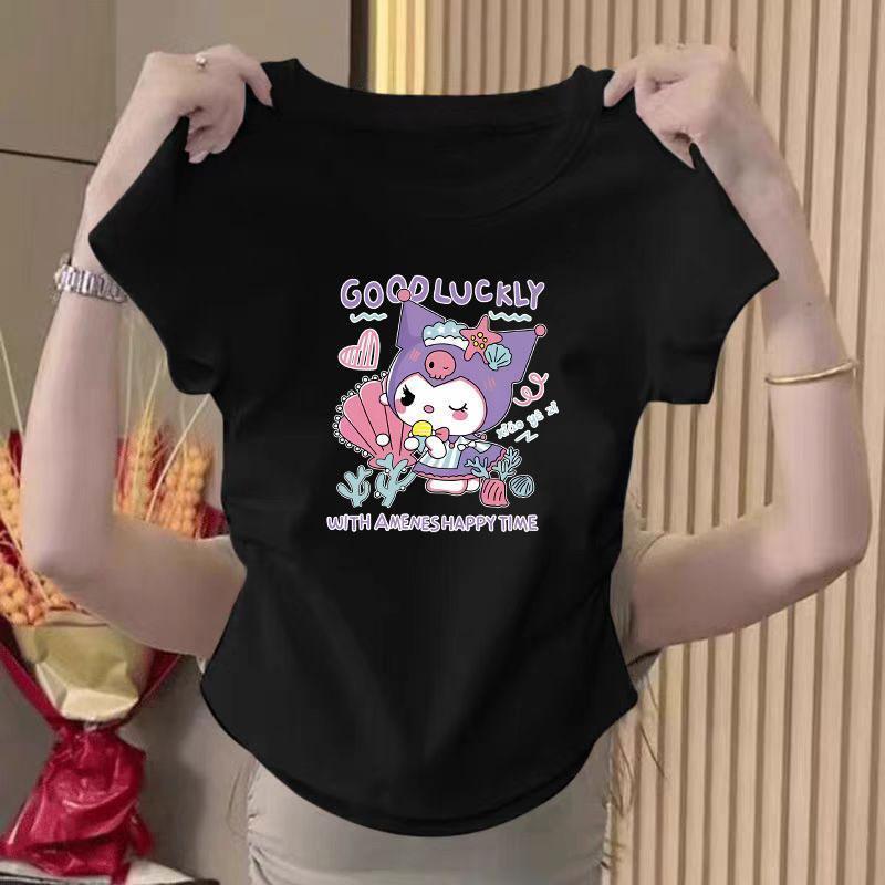 เสื้อยืดผู้หญิง รุ่น แขนสั้น ทรงสลิมฟิต ลายสาวฮอตสุดชิค ไซส์ S-XL พร้อมส่งจากกรุงเทพฯ สำหรับสาวอ้วน แสดงผอม ดีไซน์คอกลม