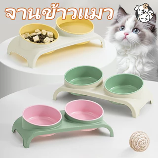 FOR_PET ชามแมว ชามอาหารแมวสแตนเลส จานข้าวแมว มุมเอียงทอง 15 ° ถอดออกได้ ไม่ทำร้ายคอ