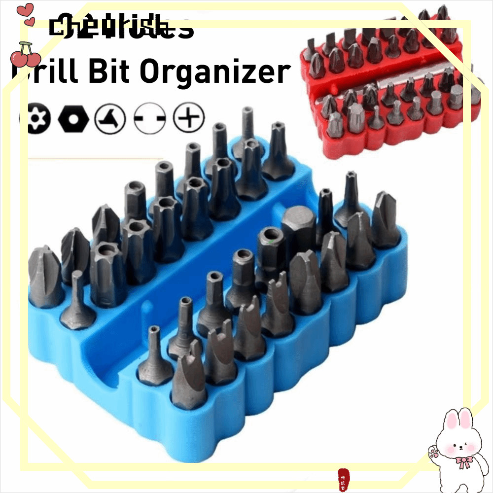 CHEURISH Hex Shank Organizer, ความยืดหยุ่นสูง PVC Bit Holder, ทนทาน 32 หลุม Bit Storage Strip เครื่อ