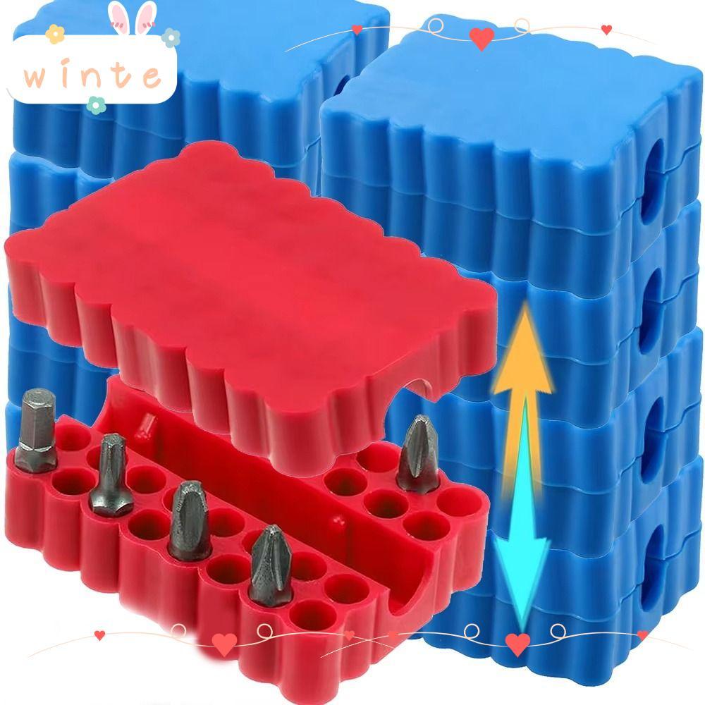 WINTE Hex Shank Organizer, ความยืดหยุ่นสูง PVC Bit Holder, ทนทาน 32 หลุม Bit Storage Strip เครื่องมื