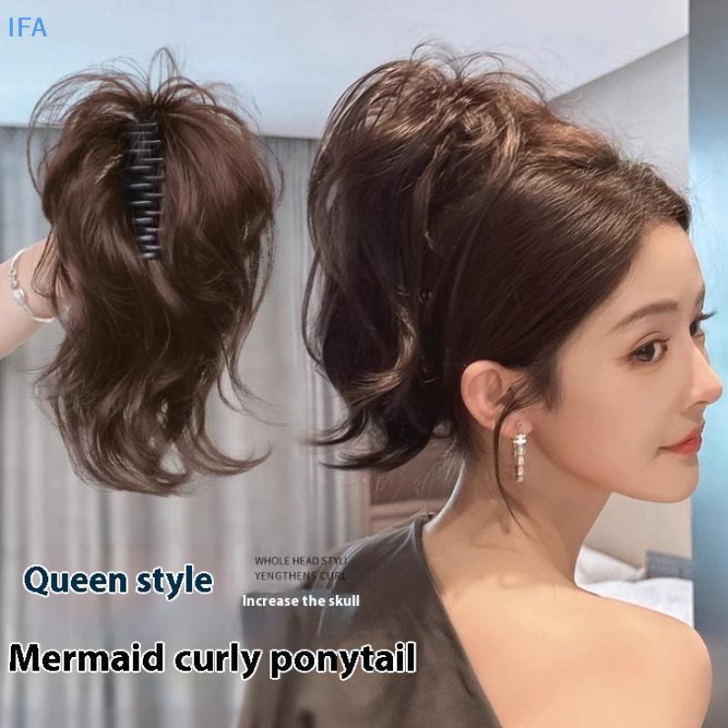 IFAWig Clip ผมหางม้าสังเคราะห์หยิก พร้อมปุยผม เพิ่มลุคใหม่สำหรับสาวๆ ใช้ได้ทุกวัน DIY Hair Extension