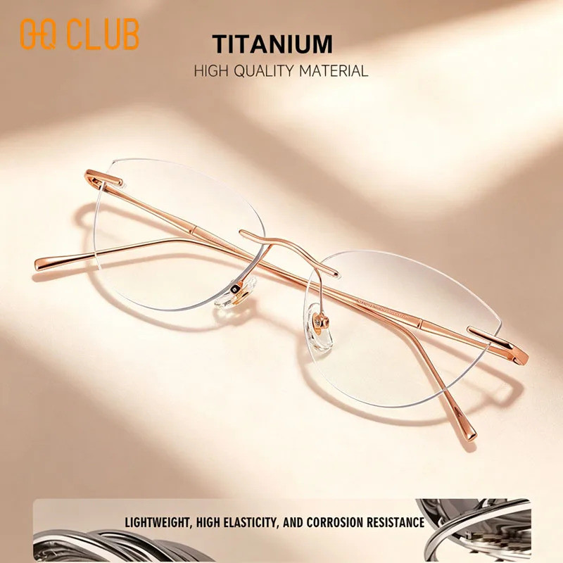 OK CLUB Rimless Presbyopic แว่นตาผู้หญิงไทเทเนียมแว่นตาผู้หญิงสําหรับอ่านหนังสือแก้วสําหรับ Man Eye-