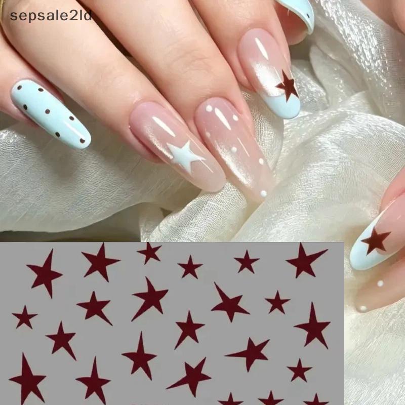 (seps) ดาวห้าแฉกเล็บ Decals Hollow ฟอยล์มือวาด Pentagram Stiers ที่ถอดออกได้สําหรับแต่งเล็บเจ้าสาวแต่งงาน (TH)