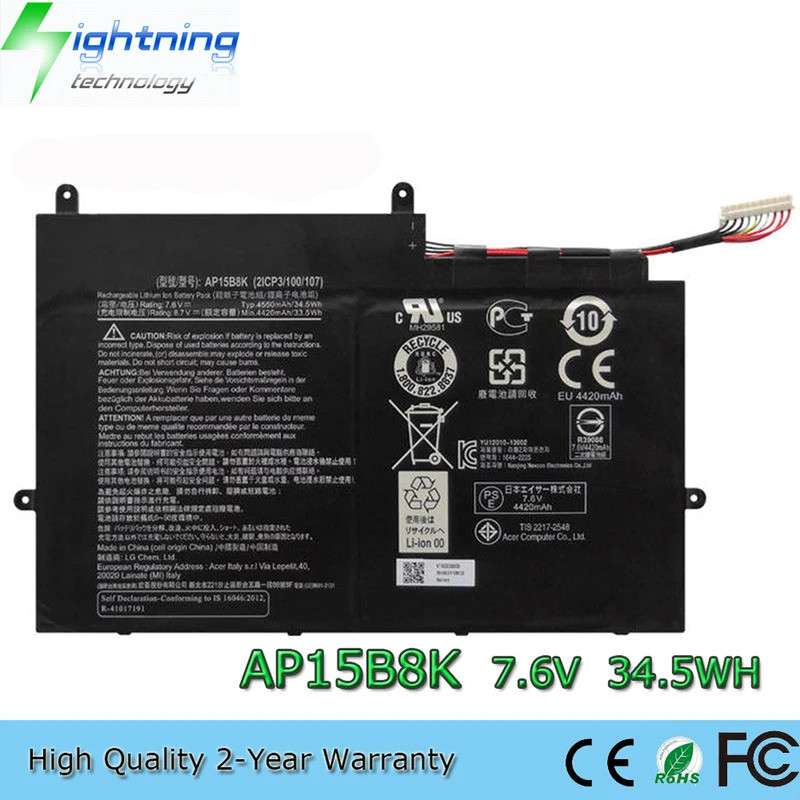 AP15B8K 7.6V 34.5Wh แบตเตอรี่แล็ปท็อปสําหรับ Acer Aspire Switch 11 V SW5-173 SW5-173P SW7-272