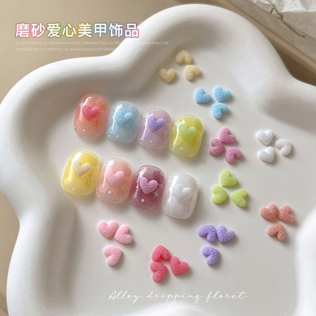 Frosted Love อุปกรณ์ทําเล็บ Macaron สีสัน All-Match สามมิติเรซิ่น Mini Peach Heart ตกแต่งเล็บ