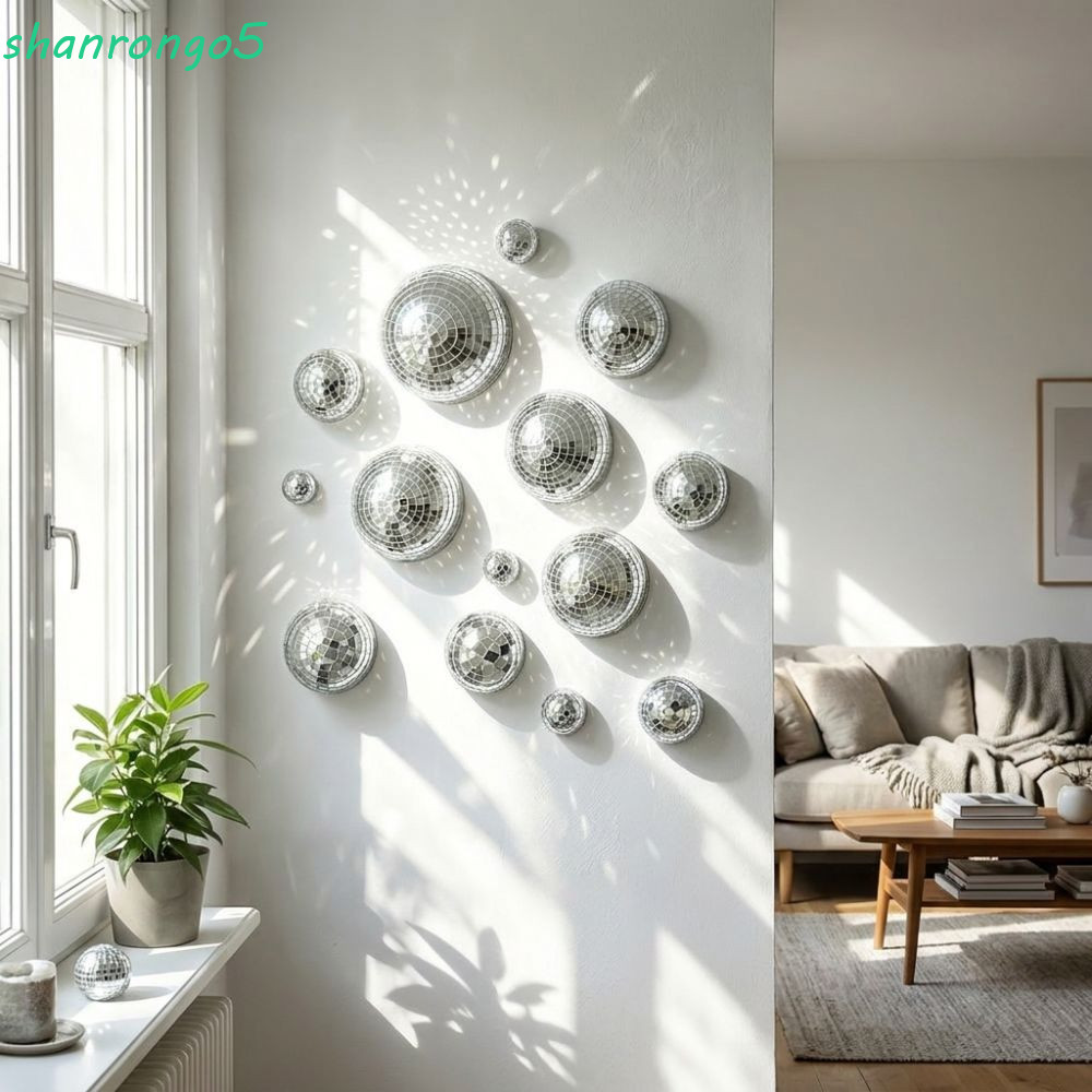 ZONAL 5 ชิ้น Disco Ball Half Wall Decor, Metallic Glittery Mirror Disco Ball Wall Art, ความงามครึ่งวงกลมกระจก Light-refracting โดมรูปดิสโก้ตกแต่งผนังห้องนั่งเล่น