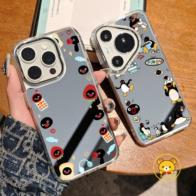 การ์ตูน Pingu กระจกเคสโทรศัพท์สําหรับ Vivo V70 FE V60 V50 V40 V40E V30E V30 V27E V29E V25E V23E V21E