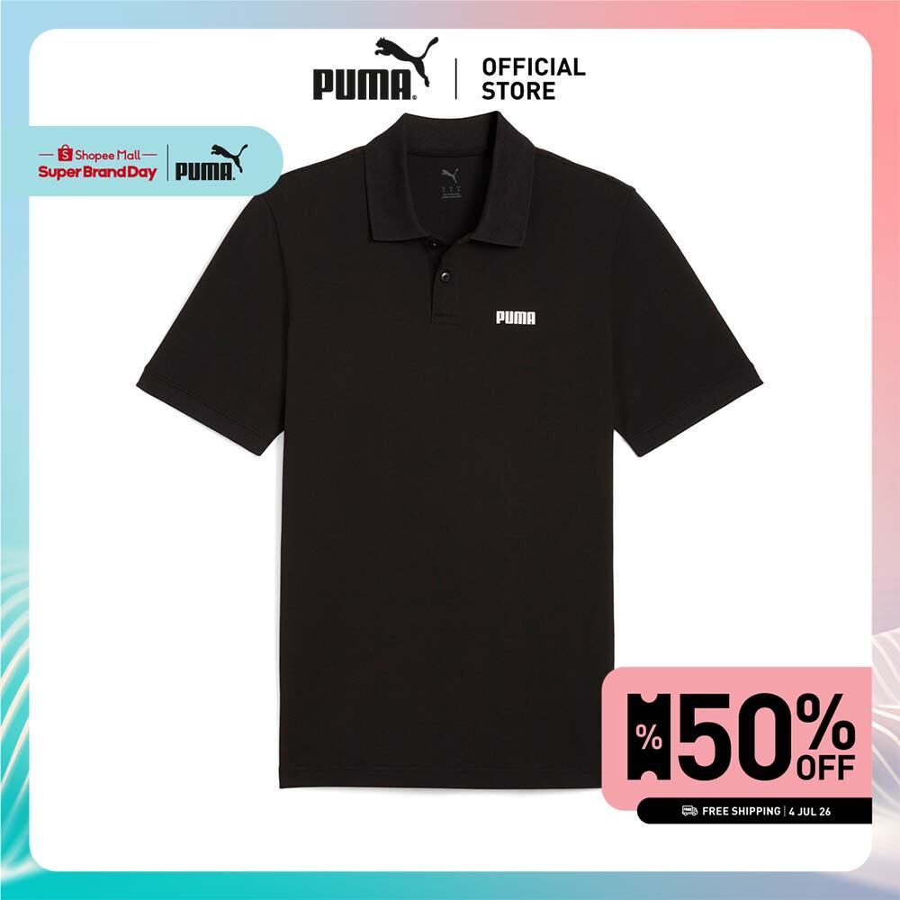 PUMA BASICS - Essentials Small Logo Pique Polo Men สีดำ - 68676201
