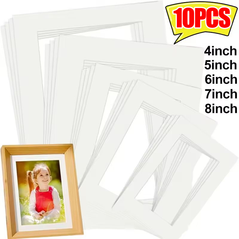 2/6/10 แผ่นภาพ Mat Board Set Bulk Frame Cardstock Pre-Cut Window Mounting Board A4 Square Multi-Size