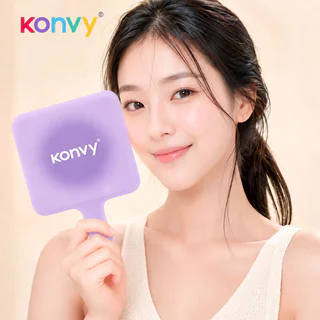 Konvy Hand-held Cosmetic Mirror คอนวี่ กระจกแต่งหน้าแบบมีด้ามจับ ขนาดใหญ่ ดีไซน์สุดคิวท์ (Purple/Pink)