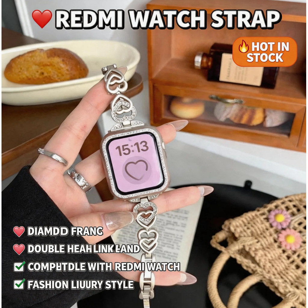 for Redmi Watch6 4 5 Active 5 Lite สายนาฬิกา Redmi พร้อมเพชรกลวงครึ่งกรณีรุ่นผู้หญิงเฉพาะ for Smartwatch strap