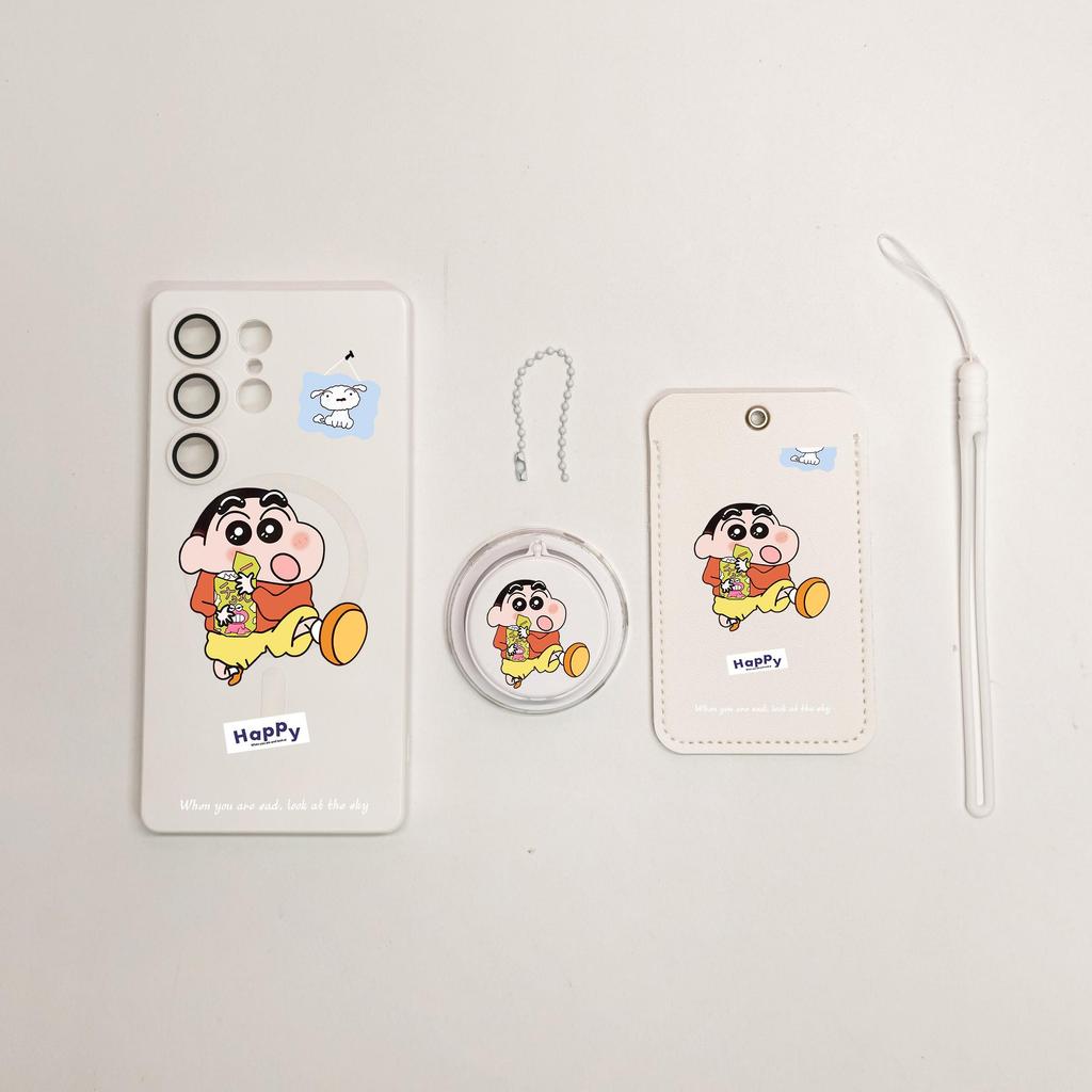 สําหรับSamsung s26 Ultraกรณีน่ารักการ์ตูนแม่เหล็กในตัวเลนส์ฟิล์มS25 Ultra S25 fe s24 Ultra s23 ผู้ถื
