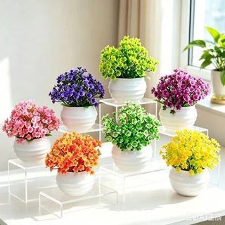 พร้อมส่ง ต้นไม้ปลอม ตั้งโต๊ะ กุหลาบหินปลอม ต้นไม้ประดิษฐ์ ต้นไม้ประดิษฐ์ ดอกบอนไซ พร้อมแจกัน