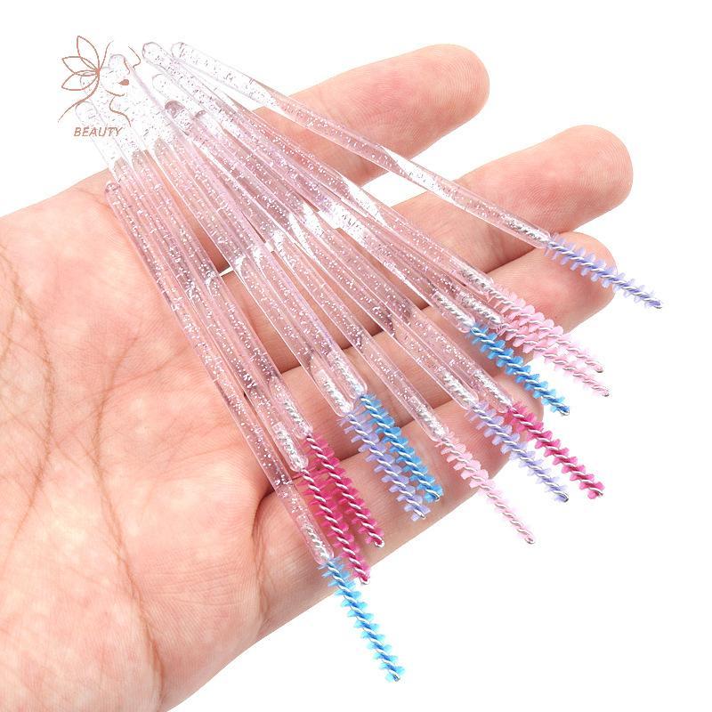 [maybeauty] 50 ชิ้น Eyelash Extension Rainbow Crystal Eyebrow Brush มาสคาร่า Wand Applicator Spoolers Eye Lashes ชุดแปรงแต่งหน้าเครื่องมือ {TH}