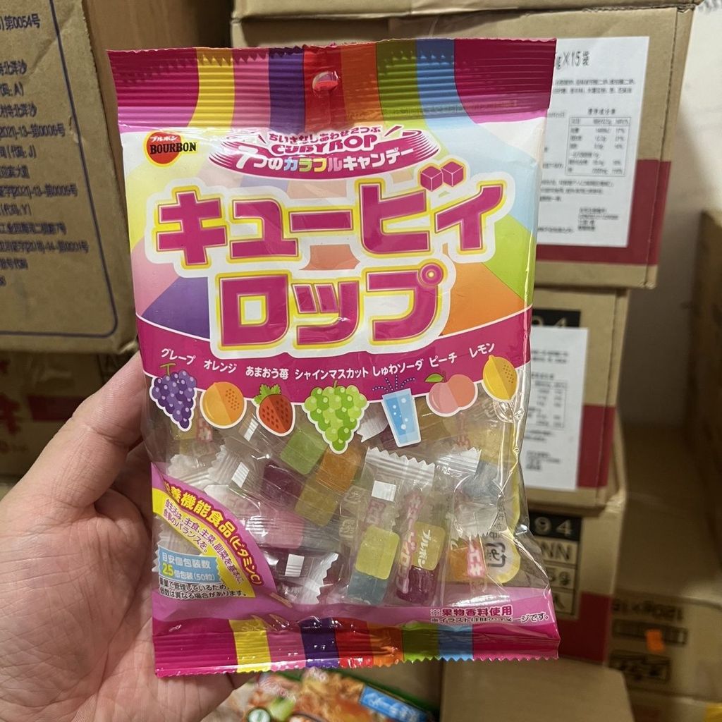 Japan Bourbon Bourbon Bourbon Fruit Candy ลูกอมรสลูกอมแข็ง ขนมลูกบาศก์สีสันสดใส% LS260708