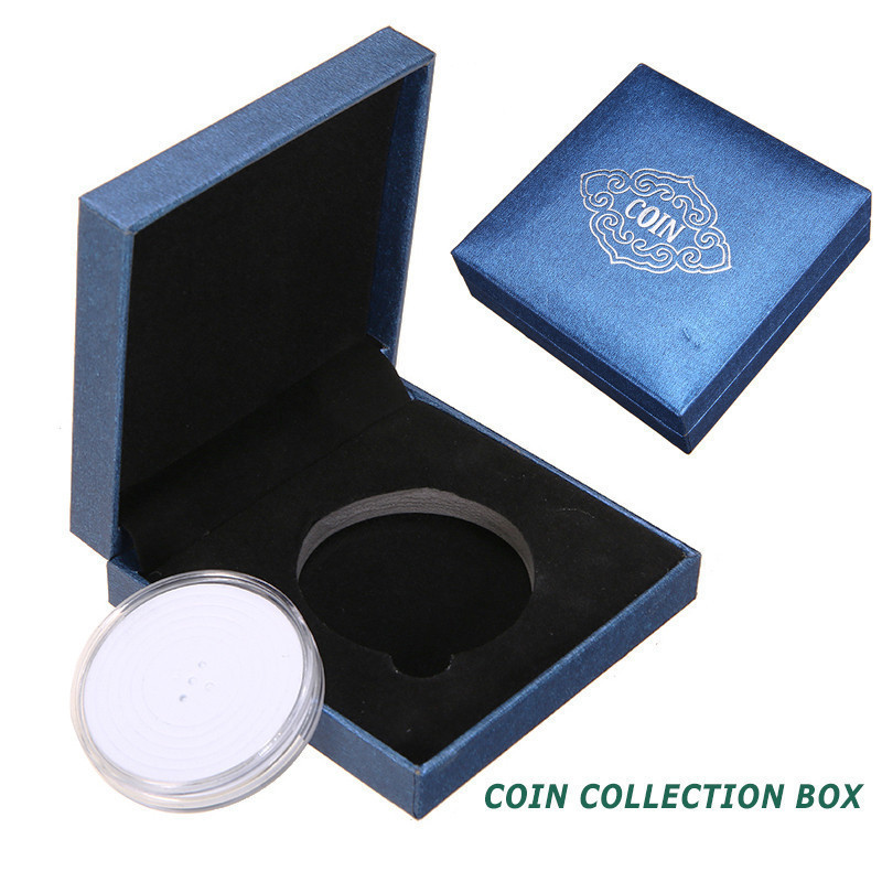 VB2R 61ND Collection box Blue Coin Medal Presentation Display Box Adjust Case with Capsule New