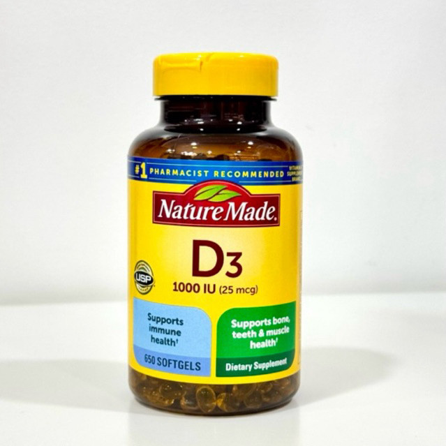 Nature made Vitamin D3 25 mcg (1000 IU) 650 ซอฟท์เจล