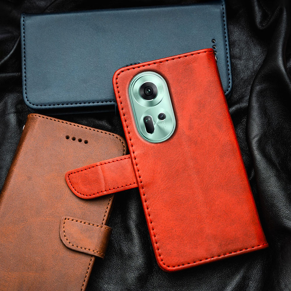 สําหรับOppo Reno11 5G CPH2599 พรีเมี่ยมหนังFlip-Topเคสโทรศัพท์ปกกระเป๋าสตางค์ในตัวผู้ถือบัตรKickstandกันกระแทกTPUด้านใน