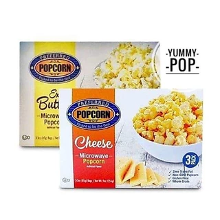 🍿 ป๊อบคอร์นไมโครเวฟ พรีเฟิร์ด USA Popcorn Microwave 1 กล่อง/3ซอง (85 กรัม x 3)อร่อยต้องลอง