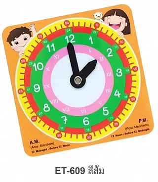 สื่อการสอน นาฬิกาสอนเวลา อุปกรณ์ช่วยสอนเวลา What time is it 12.4x15.7 cm.