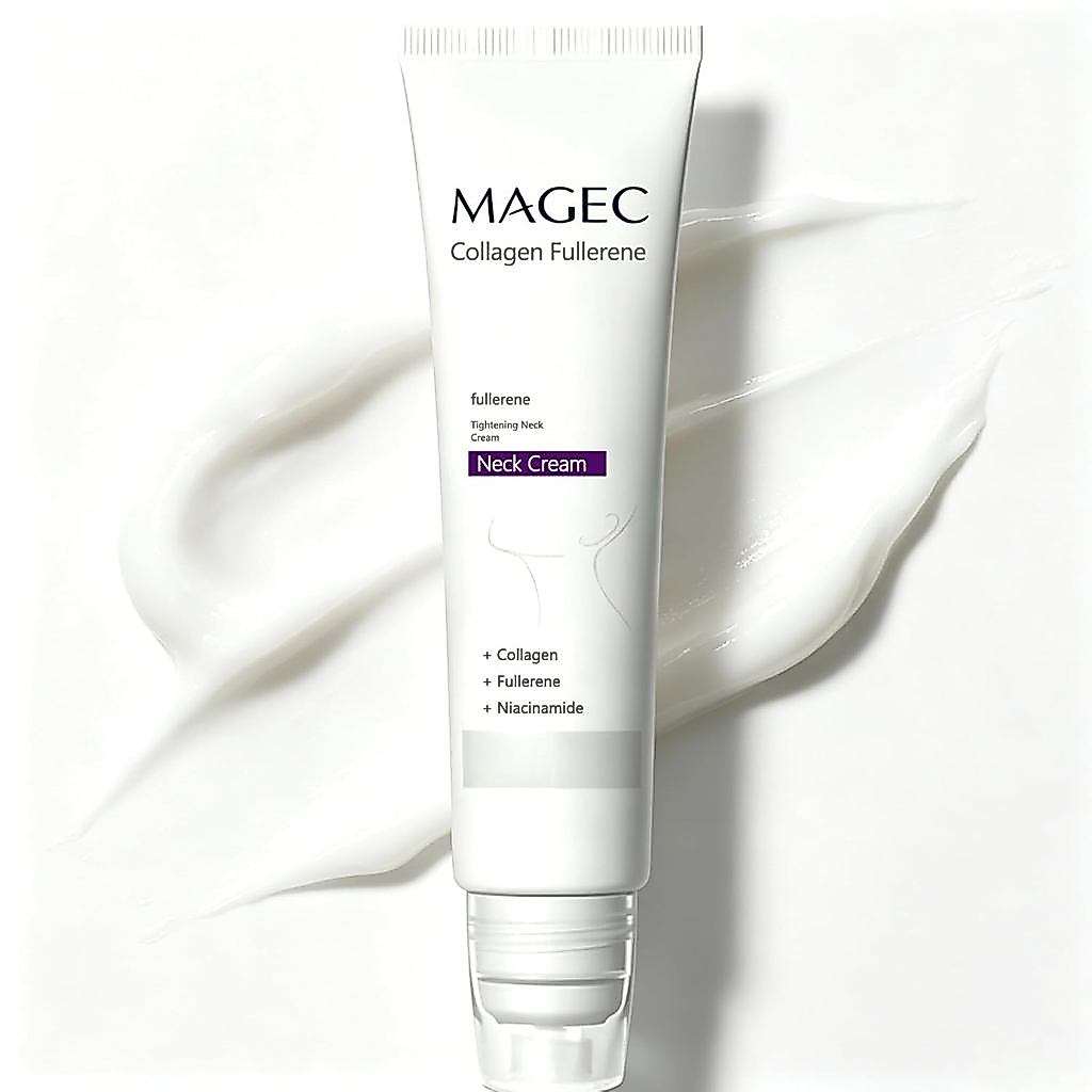 MAGECCollagenFullereneNeck,CreamaParaElCuello|ด้วยคอลลาเจน,Fullerene&Niacinamide,น้ําหนักเบา,Non-Gre