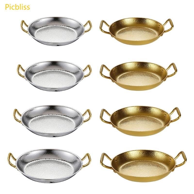 Picbliss Elegant Double Handle สแตนเลส Paella Pan ค้อนทุบเครื่องครัวสําหรับ Home Cooking และ Par