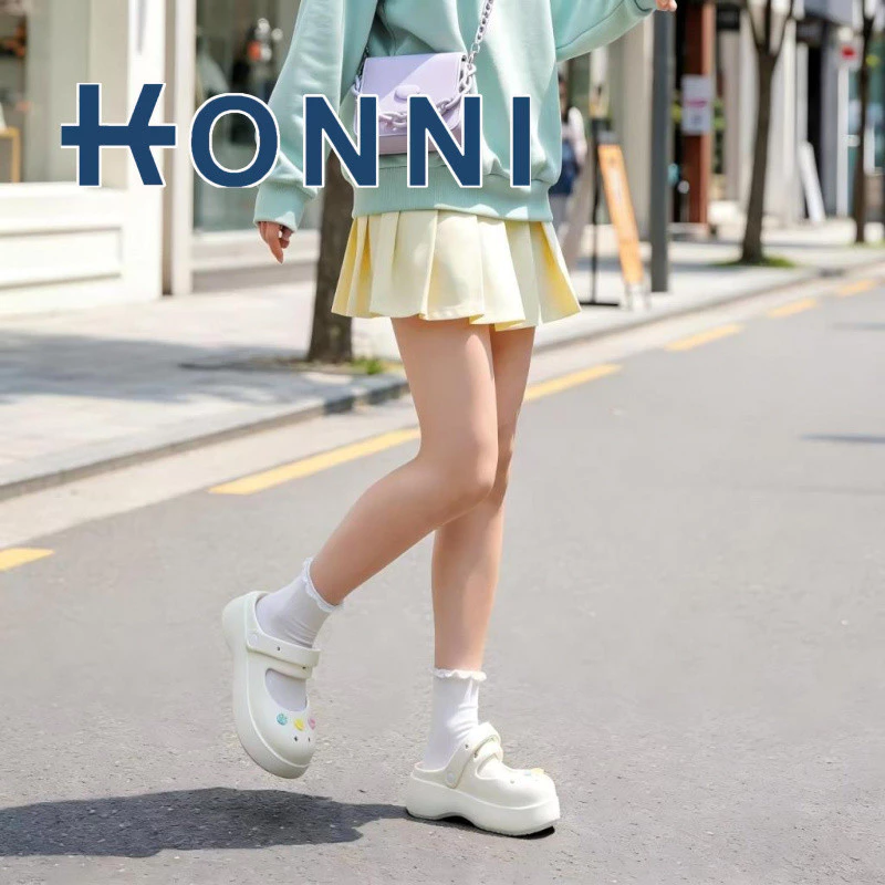 KONNI พร้อมส่งจากไทย แมรี่เจน พื้นสูง รองเท้าแตะหัวโต กันลื่น โลลิต้า EVA รองเท้าหัวโต มรี่เจนวินเทจ KN2-0403