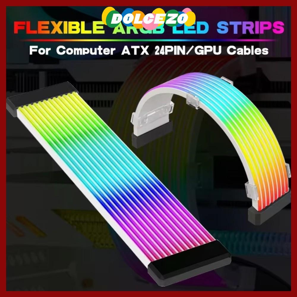 CODDOLCEZO PC Light Strip, DIY LED Strip Light, สายต่อยืดหยุ่น 8PIN 24PIN ARGB Light Bar