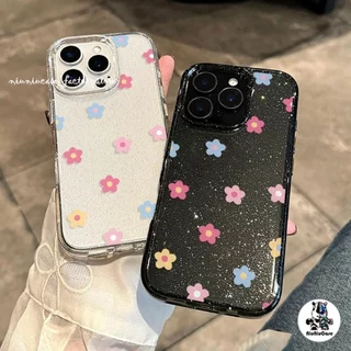 เคส For iPhone 16 เคสไอโฟน11 ใสแวววาวสุดสดใส เคส TPU ดอกไม้หลากสี เข้ากันได้กับ iPhone 12 13 16 15 14 Pro max XR 16Plus