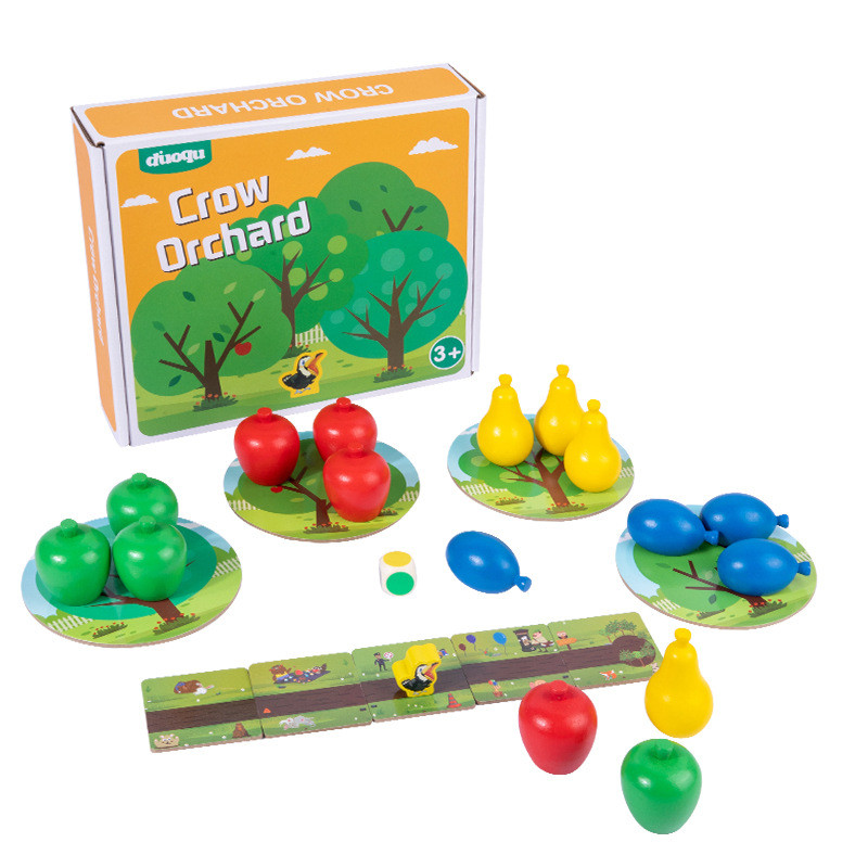 Toddler Enlightenment Crow Orchard Game - Wooden Educational Toy for Developing Baby's Grasping Abil