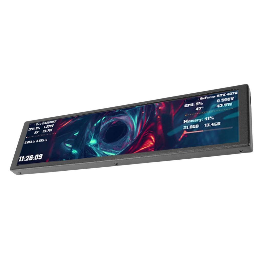 Pickhouse Fockety 9.2in PC อุณหภูมิจอแสดงผล 1920 x 480 IPS USB Mini หน้าจอ Universal คอมพิวเตอร์ Tem
