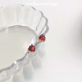 earika.earrings - love rosie collection ต่างหูแป้นหัวใจสีหวานก้านเงินแท้ชุบทองคำขาว/ทอง ผิวแพ้ง่ายใส่ได้