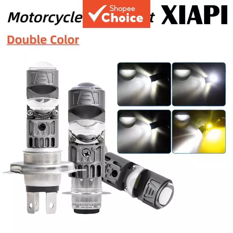 XIXI 1 PC CSP LED H4 P15D เลนส์สปอตไลท์สีขาวสีเหลือง Hi/Lo Beam สําหรับสกู๊ตเตอร์รถมอเตอร์ไซด์