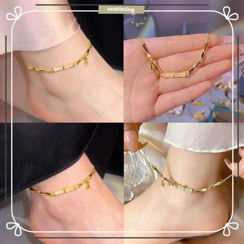 Onetimingsuper5p กําไลข้อเท้าโซ่งูแบบปรับได้สําหรับผู้หญิง - ของขวัญเครื่องประดับขาชายหาดฤดูร้อน PER